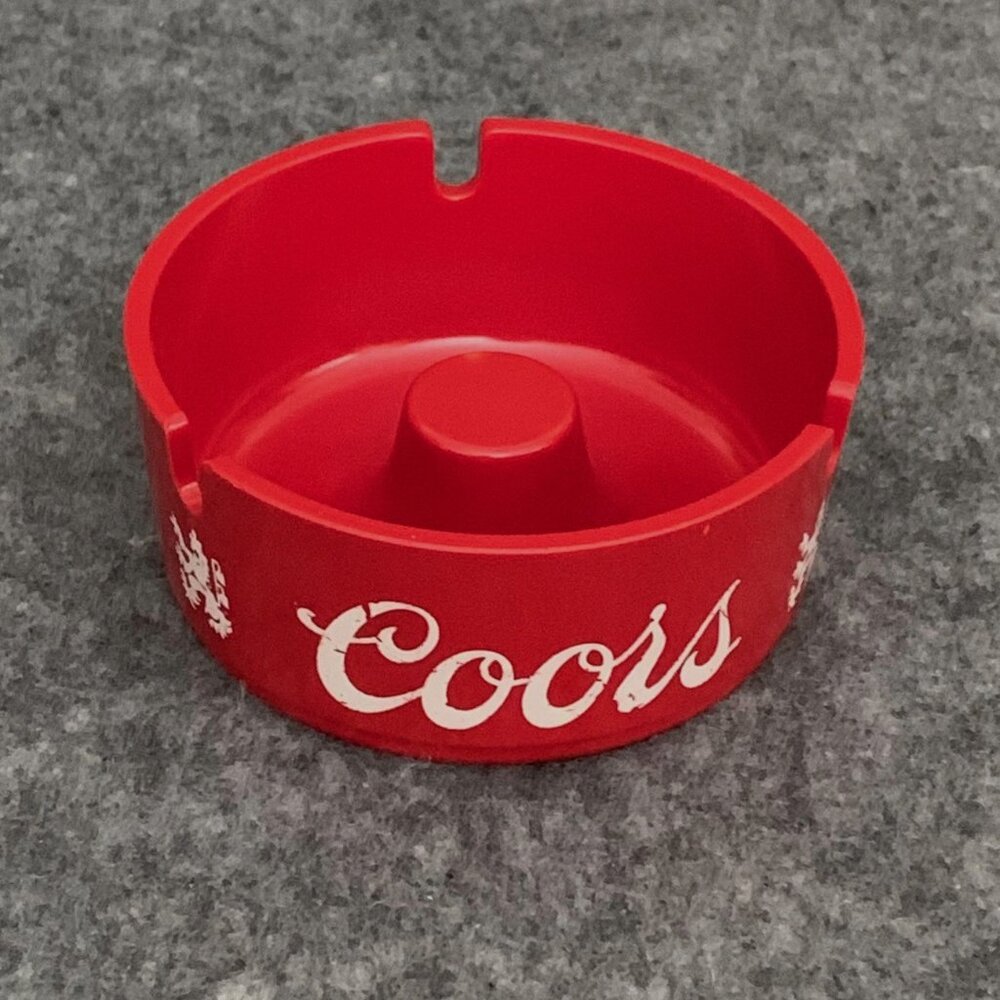 Vintage Coors Beer Red Plastic Ashtray, Collector's Item